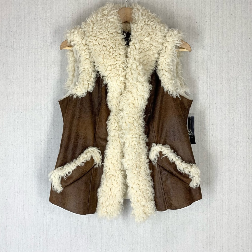 INC International Concepts~NWT~Women’s Boho Faux Suede/Faux Fur Vest~Sz M Petite